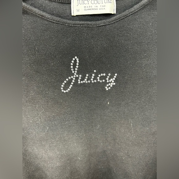 Women’s Vintage Juicy Couture Black Logo Studded Stretchy T-Shirt Size Medium - Picture 3 of 4